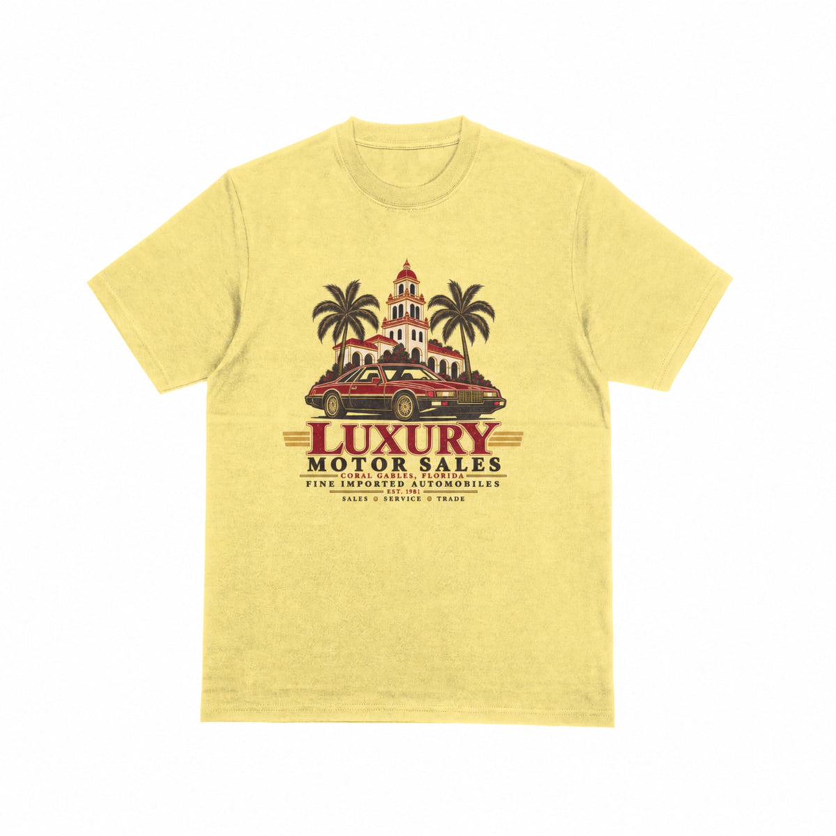 Luxury Motor Sales Coral Gables graphic tee - cornsilk
