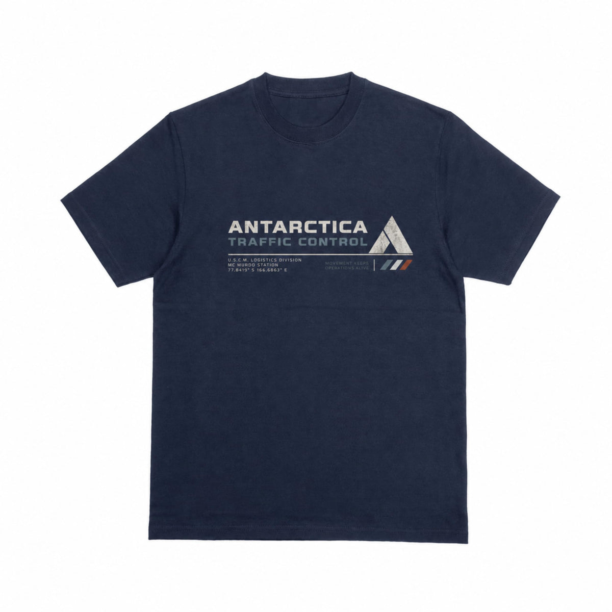 Antarctica Traffic Control Logistics graphic tee - navy