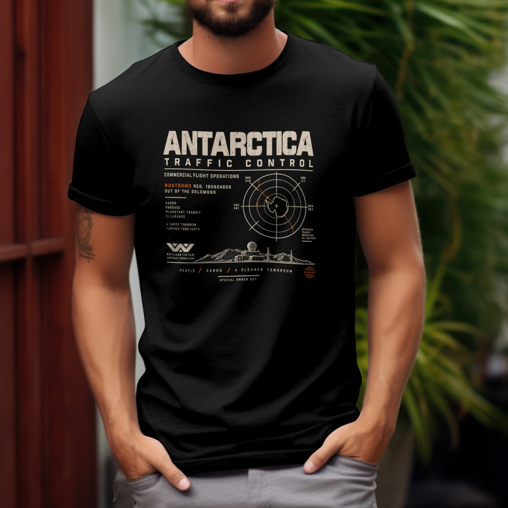 Antarctica Traffic Control Ops graphic tee - black lifestyle