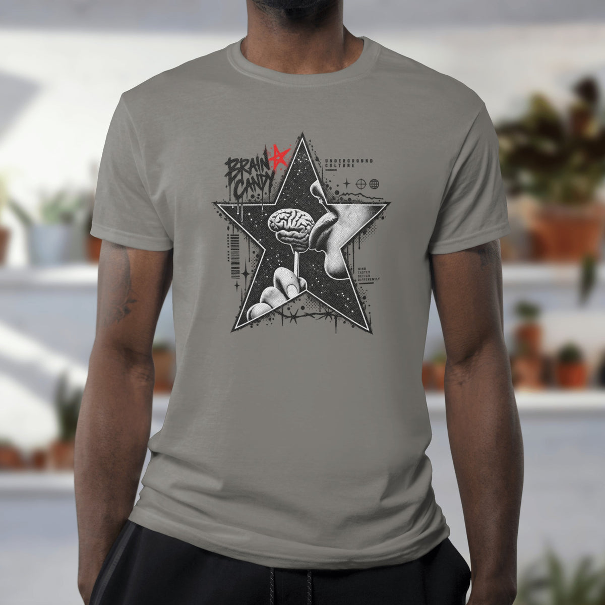 Brain Candy graphic tee - charcoal lifestyle