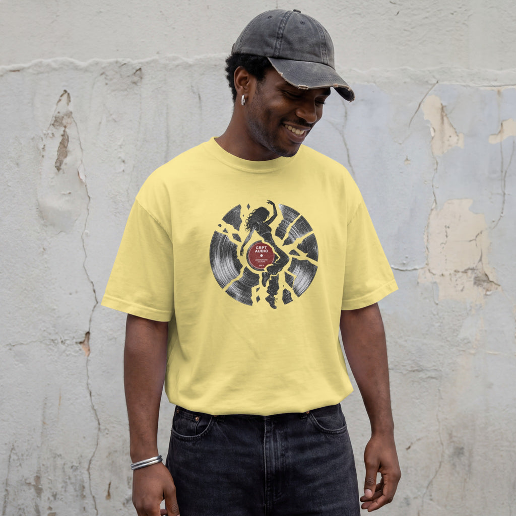 Broken Vinyl graphic tee - cornsilk lifestyle