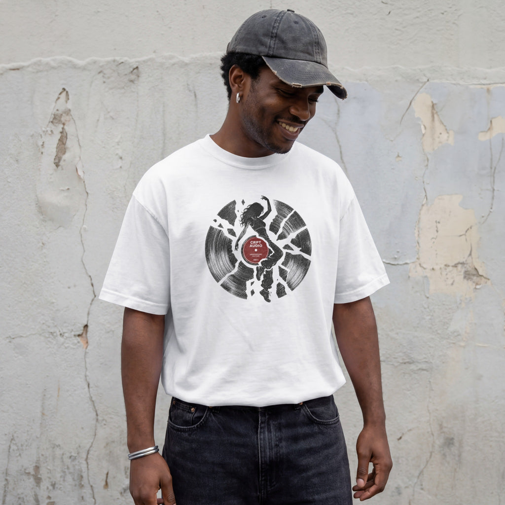 Broken Vinyl graphic tee - white lifestyle