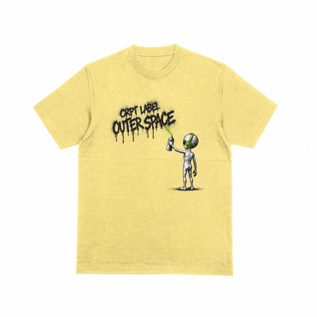 CRPT Label Outer Space Green Spray T-shirt in Yellow - front product view