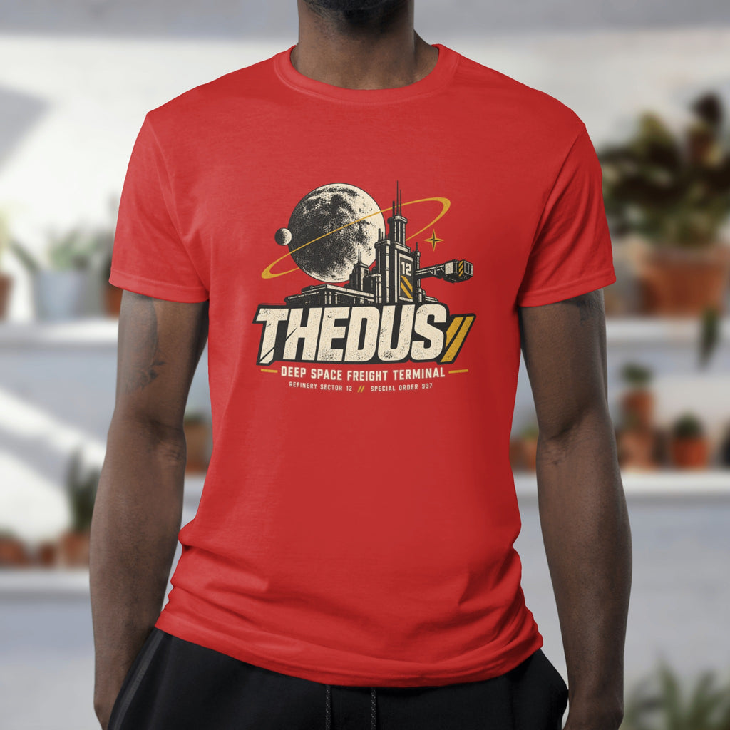 Thedus Deep Space Freight Terminal graphic tee - red lifestyle