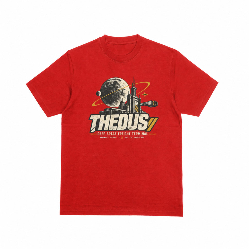 Thedus Deep Space Freight Terminal graphic tee - red