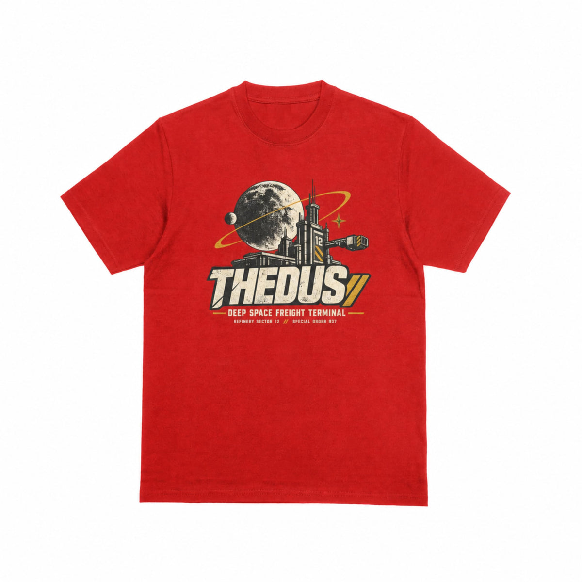 Thedus Deep Space Freight Terminal graphic tee - red